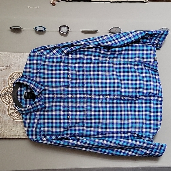 The North Face || Snap Flannel Woman's Sz L Blue White - Picture 1 of 10